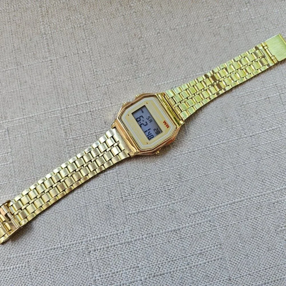 Women Wristwatch Yellow Gold Tone Digital Wrist Watch Multi Functional NEW - Picture 9 of 12